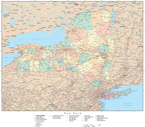 Map of New York State with Counties